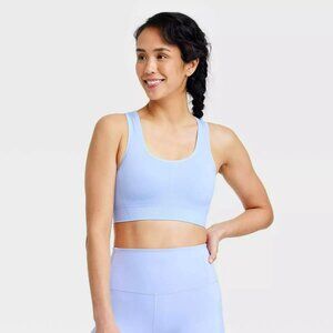 Seamless Medium Support Racerback Sports Bra Periwinkle Blue L